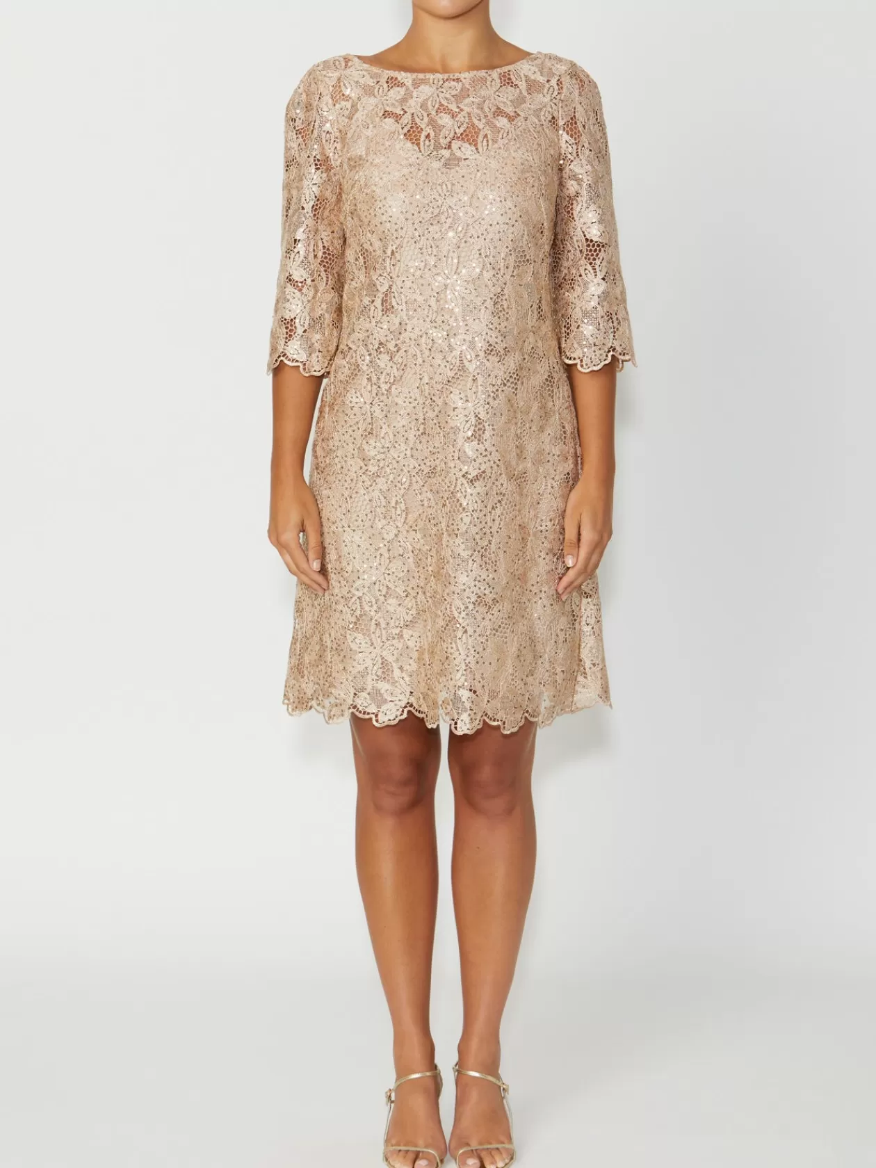 Mother Of The Bride | Event Dresses<Anthea Crawford Geneieve Gold Lace Dress Champagne