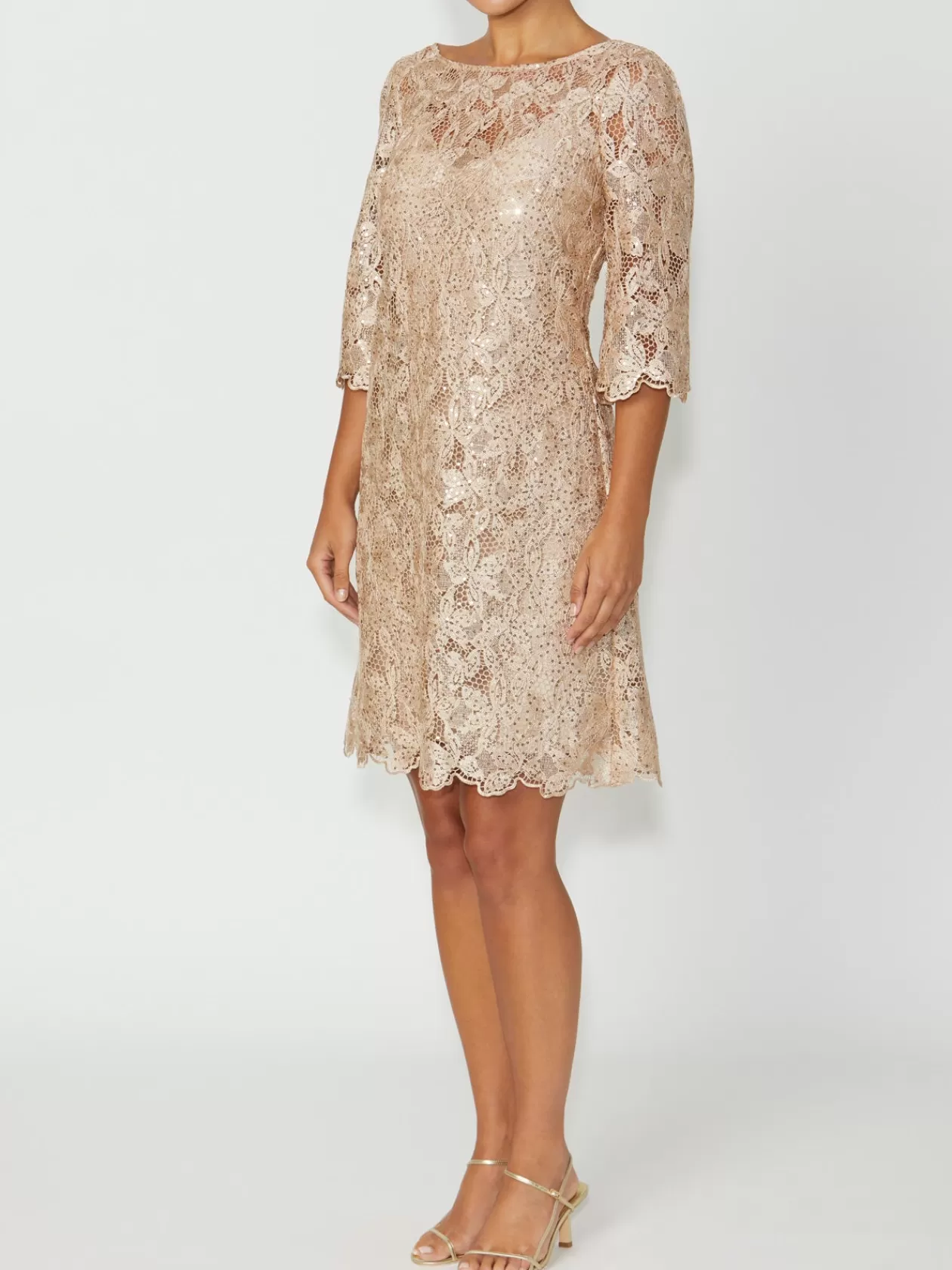 Mother Of The Bride | Event Dresses<Anthea Crawford Geneieve Gold Lace Dress Champagne