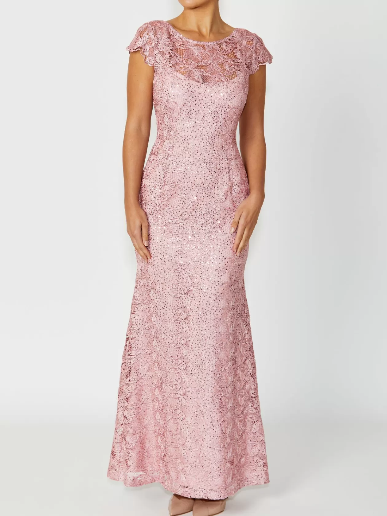 Mother Of The Bride | Floor Length Gowns<Anthea Crawford Millicent Pink Sequin Lace Gown Musk