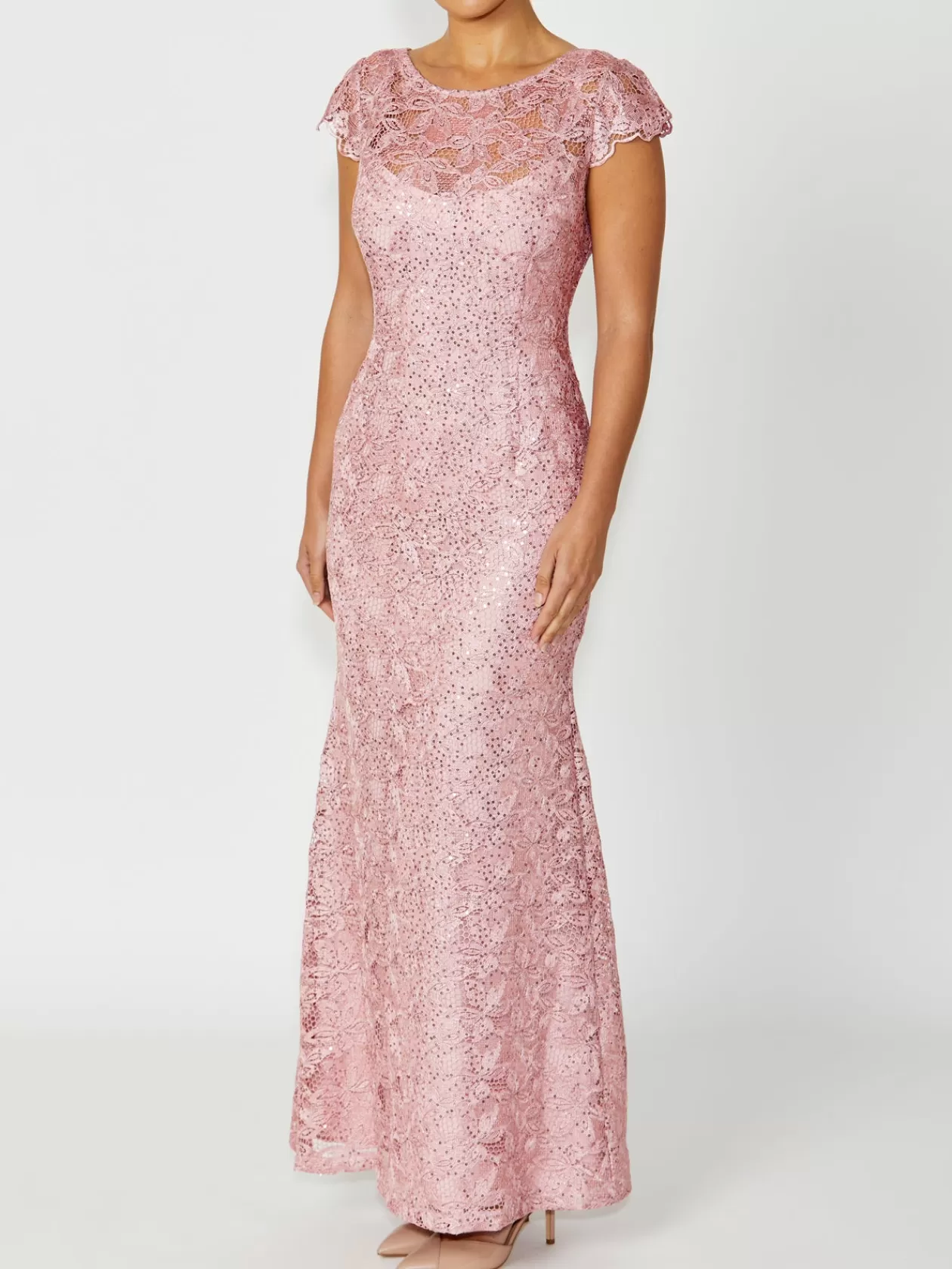 Mother Of The Bride | Floor Length Gowns<Anthea Crawford Millicent Pink Sequin Lace Gown Musk