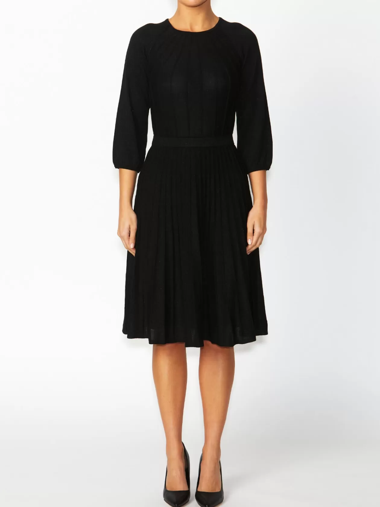 Knitwear<Anthea Crawford Pia Pleated Knit Dress Black