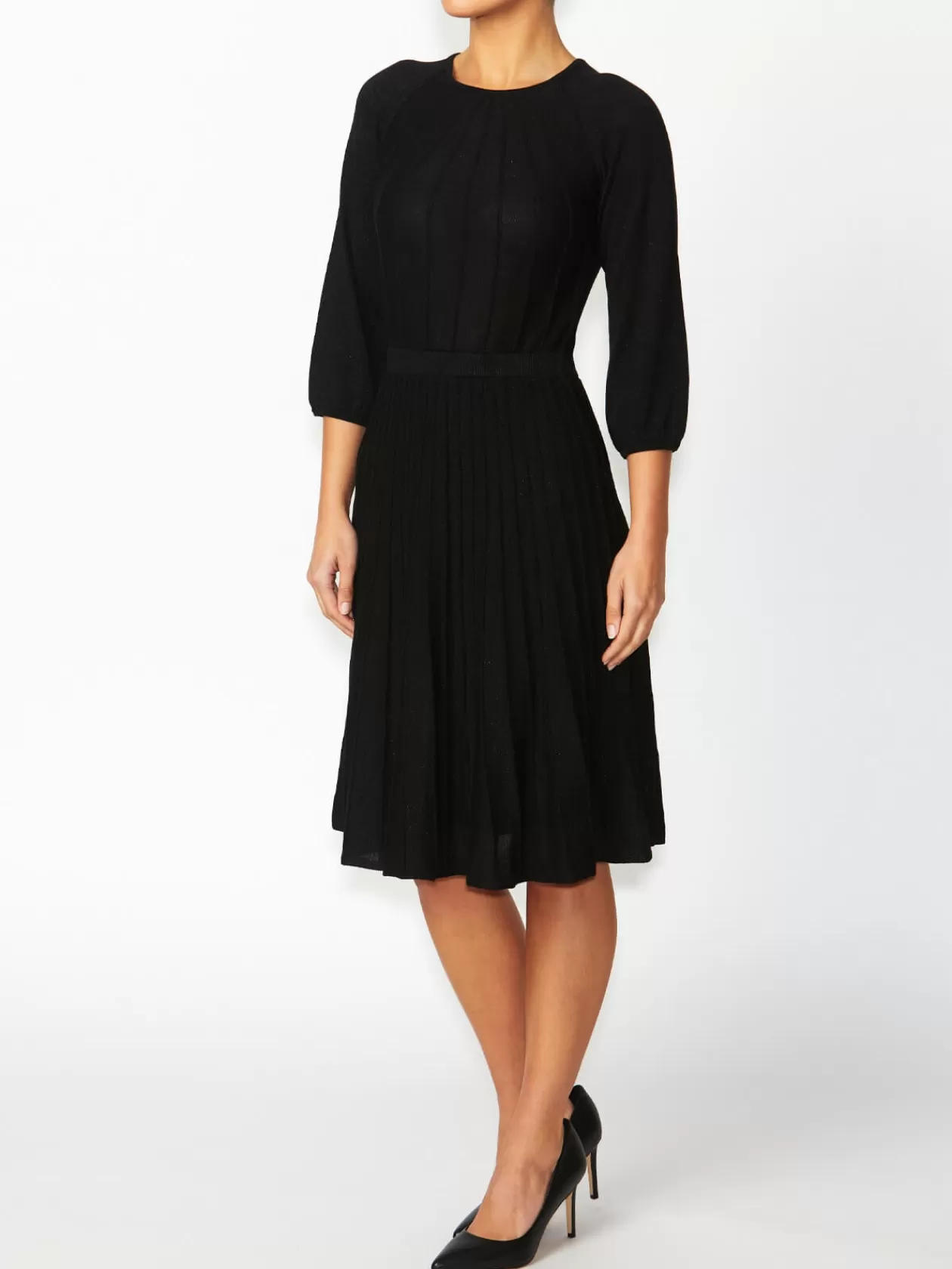 Knitwear<Anthea Crawford Pia Pleated Knit Dress Black